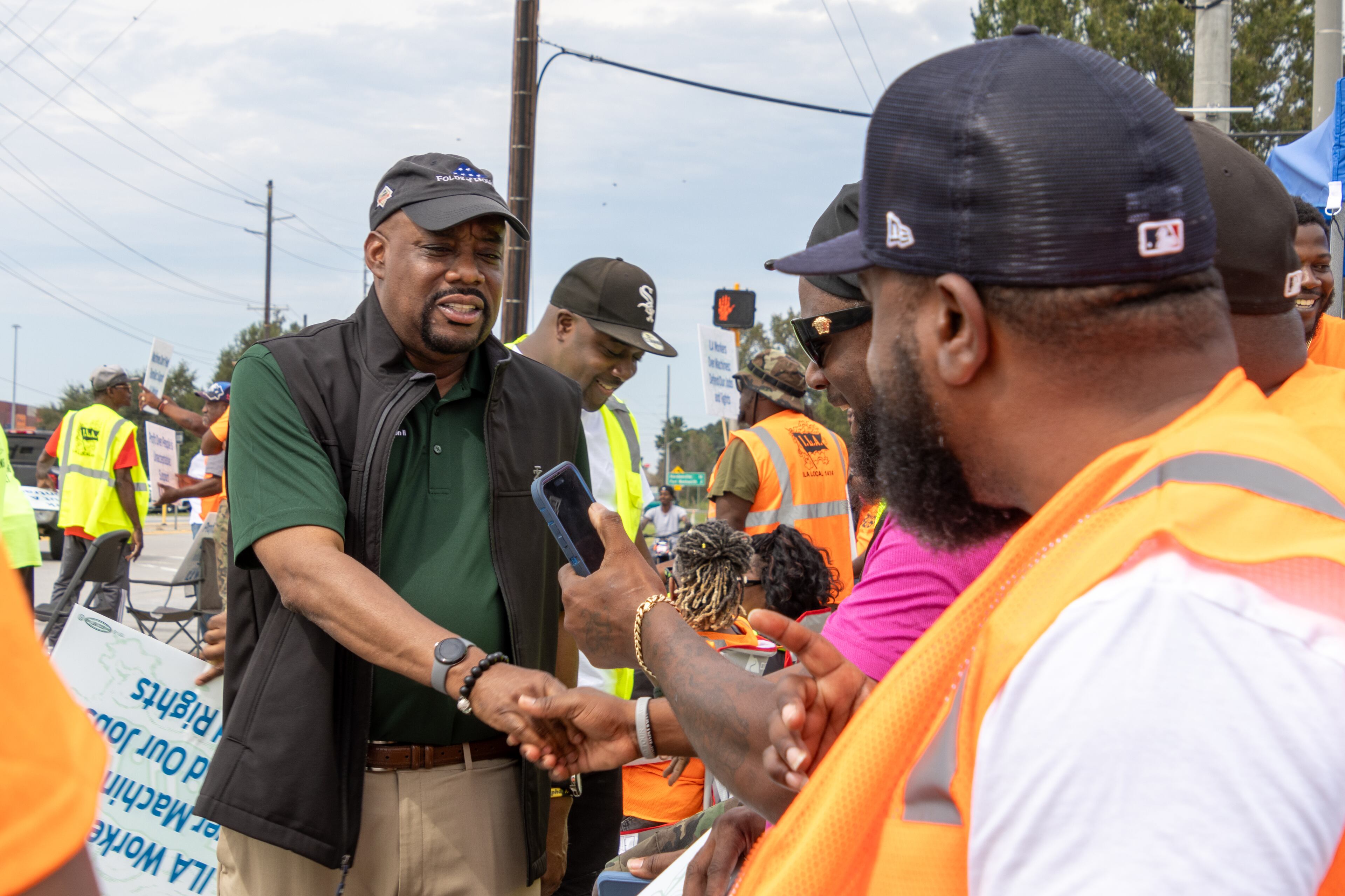 Savannah Mayor Van Johnson greeted dockworkers in Garden City a few months ago.