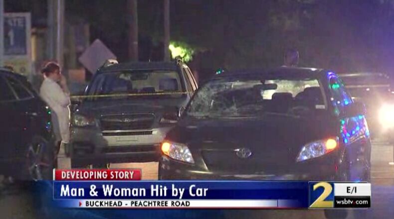 Two pedestrians were hit by a car Wednesday evening, police said.