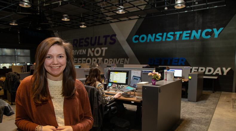 Portrait of five-year employee Hannah Doksansky in the team space at Crisp, Inc. in Atlanta. For the Top Workplace small company category. PHIL SKINNER FOR THE ATLANTA JOURNAL-CONSTITUTION.