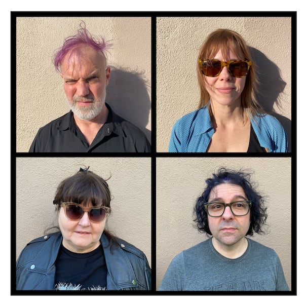 Pylon Reenactment Society members Gregory Sanders (clockwise from top left), Kay Stanton, Jason NeSmith and Vanessa Briscoe Hay pose for an update of Pylon's four-portrait cover for its 1980 album "Gyrate."