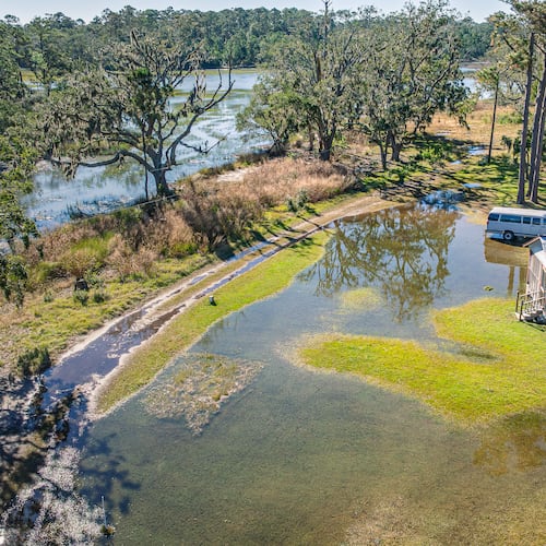 High tide flooding in the Hogg Hummock Community on Sapelo Island threatens the residents' way of life. (Justin Taylor for the AJC)