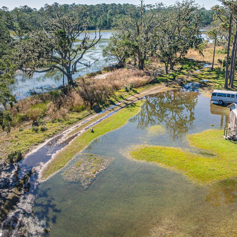 High tide flooding in the Hogg Hummock Community on Sapelo Island threatens the residents' way of life. (Justin Taylor for the AJC)