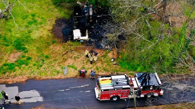 The house burned down on Odell Street just off Jesse Jewell Parkway in Gainesville.