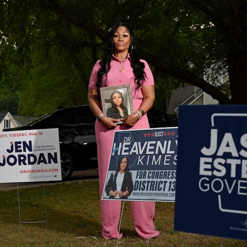 Shanette Williams, whose daughter Amber Nicole Thurman died after a delay in emergency medical care tied to Georgia’s abortion ban, poses for a portrait at her home on Wednesday, April 29, 2026, in Covington. Williams has become involved in political advocacy and is supporting campaigns this cycle. (Hyosub Shin/AJC)