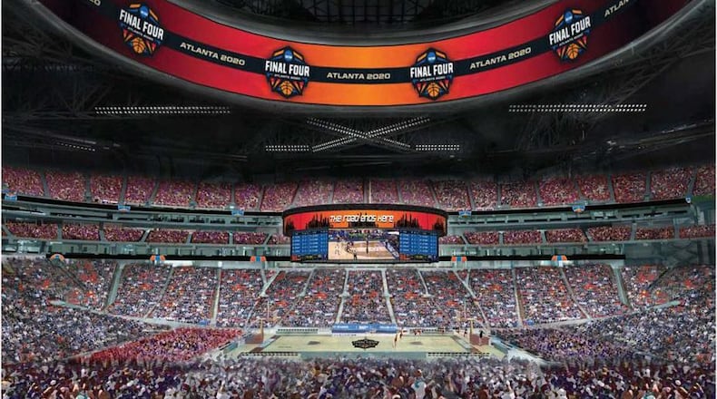 This architectural rendering shows how Mercedes-Benz Stadium was supposed to look for the Final Four.
