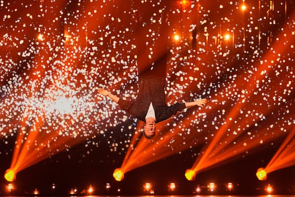 Klemen from Slovenia performs the song "How Much Time Do We Have Left" during the first semi-final of the 69th Eurovision Song Contest, in Basel, Switzerland, Tuesday, May 13, 2025. (AP Photo/Martin Meissner)
