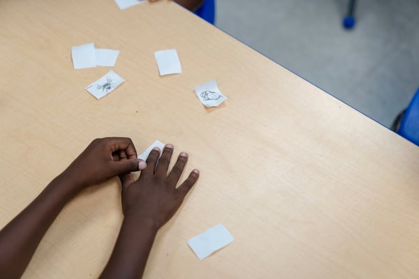 Kyro Sanchez, 7, participates in a science activity about pollinators during the East Providence Boys and Girls Club Summer Camp at Emma G. Whiteknact Elementary School on Thursday, July 10, 2025, in Providence R.I. (AP Photo/Sophie Park)