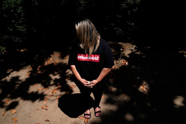 Maria, who requested to use only her first name out of fear of deportation, is photographed Thursday, June 26, 2025, in Sacramento. (AP Photo/Godofredo A. Vásquez)
