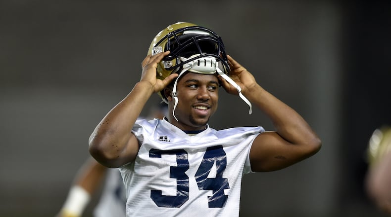 Marcus Marshall has started at B-back for Georgia Tech in the past two games. BRANT SANDERLIN/BSANDERLIN@AJC.COM