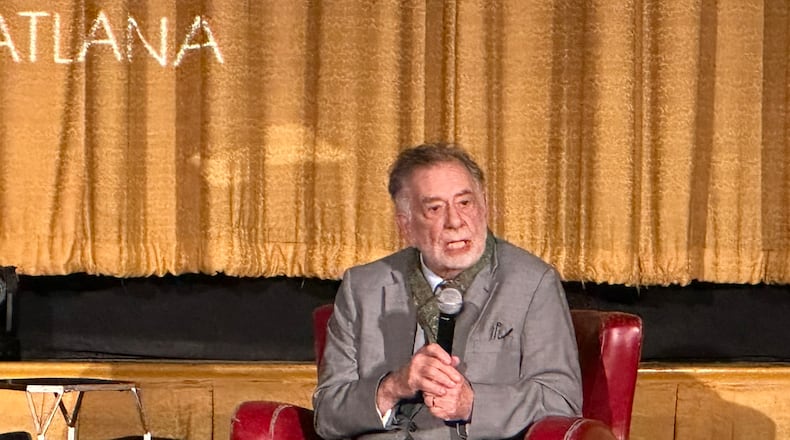 Francis Ford Coppola spun stories about his career including the 40th anniversary screening of "The Cotton Club" at the Plaza Theatre Atlanta on Sunday, April 7, 2024. RODNEY HO/rho@ajc.com