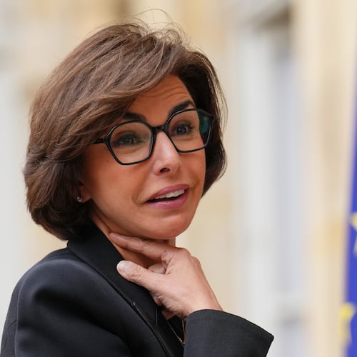 Newly appointed Culture Minister Rachida Dati arrives for a meeting with Prime Minister Sebastien Lecornu, Monday, Oct. 13, 2025 in Paris. (AP Photo/Aurelien Morissard)