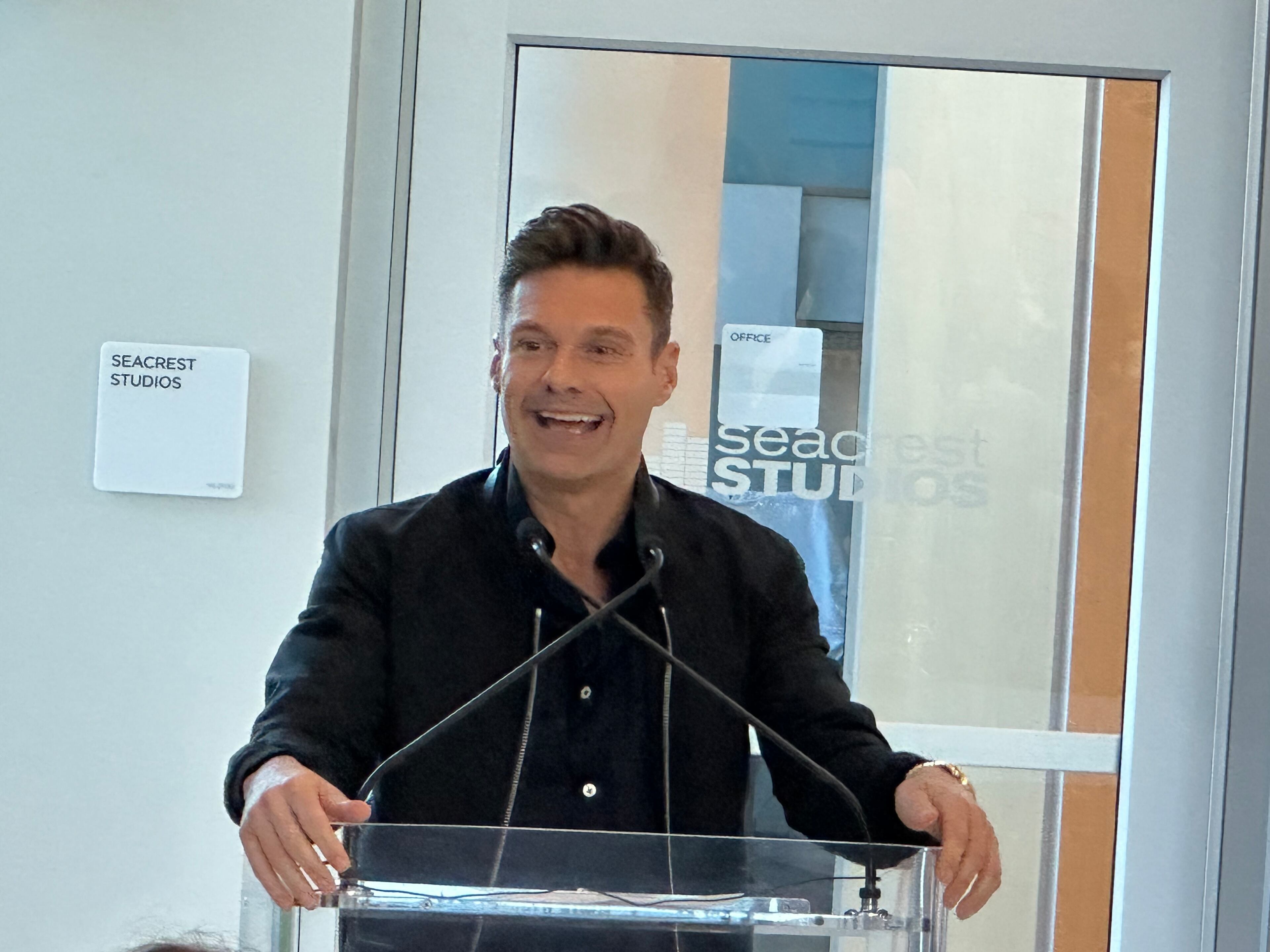 Ryan Seacrest speaks at the opening of Seacrest Studios at the new Arthur M. Blank children's hospital. (Rodney Ho/AJC 2024)