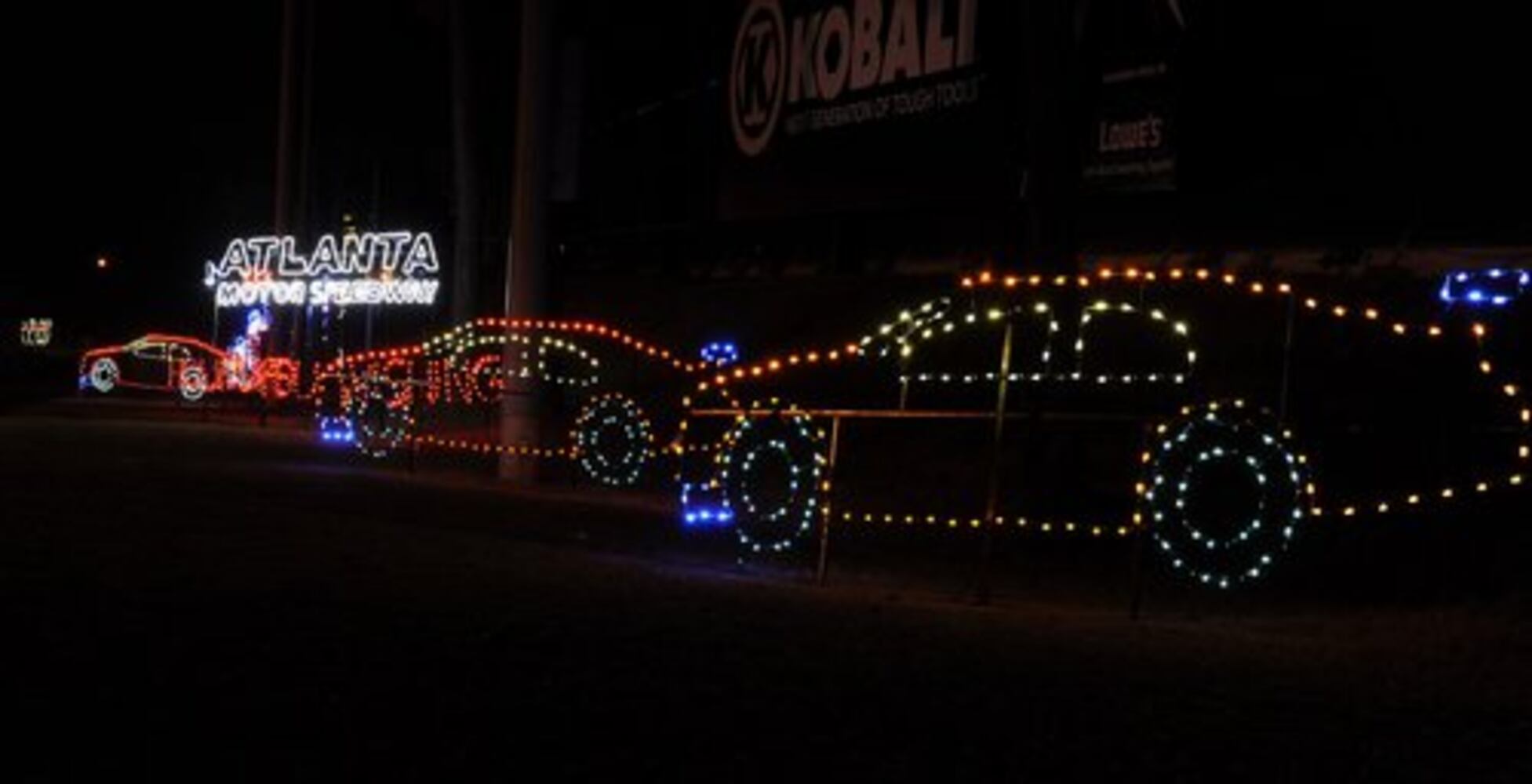 Holiday lights at Atlanta Motor Speedway