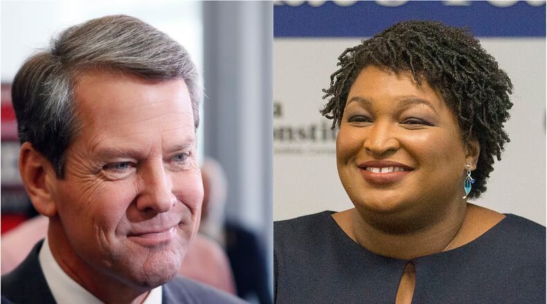 stacey abrams and brian kemp faceoff photos