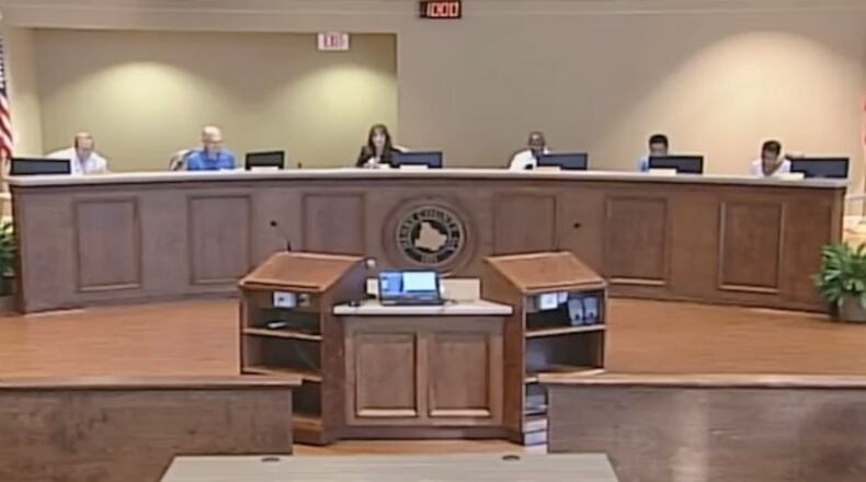 A scene from the July 14 Zoning Advisory Board meeting.