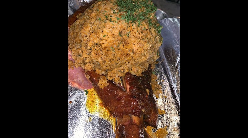Stuffed turkey leg from The Turkey Hut.