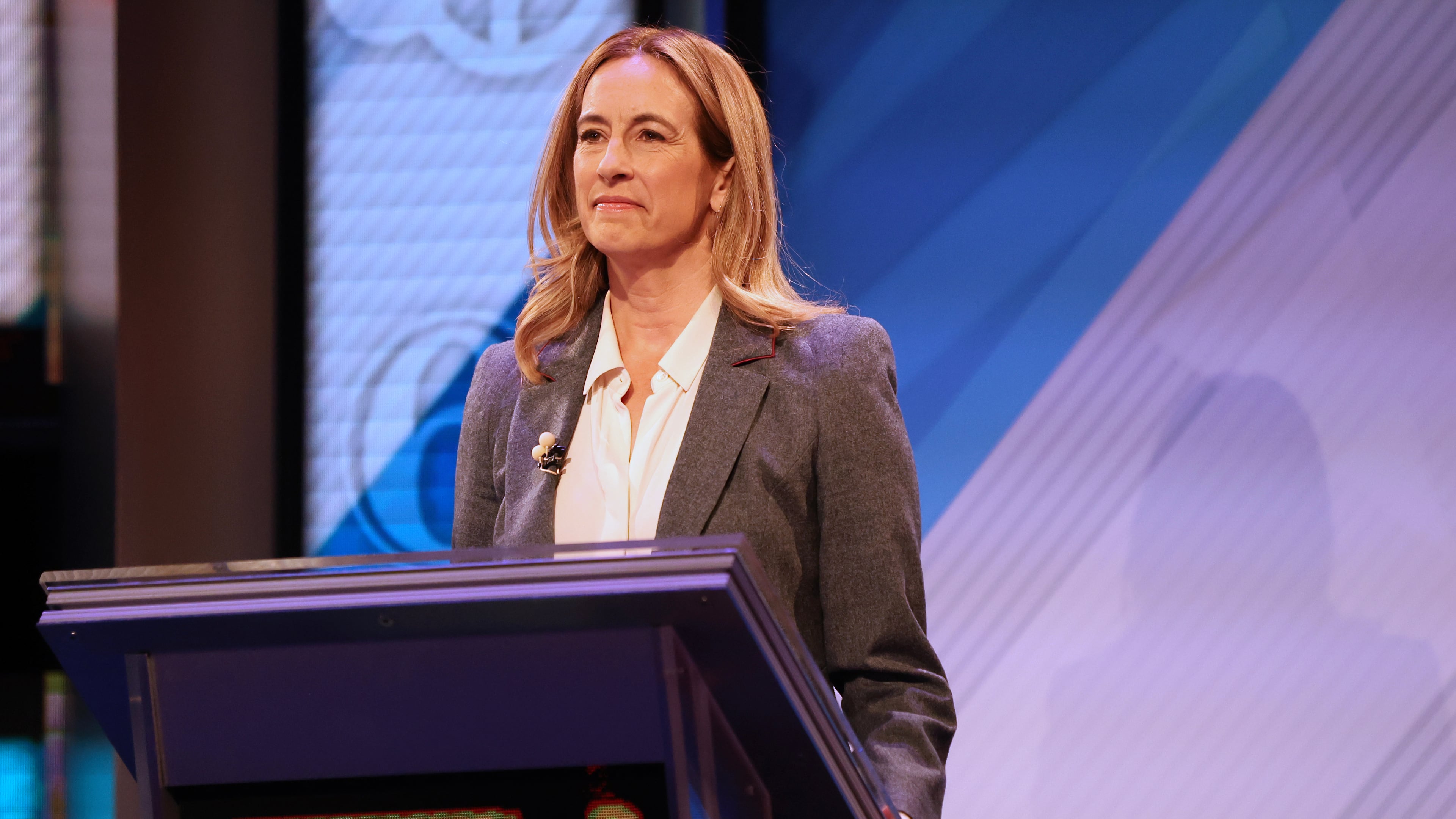 Democrat Mikie Sherrill participates in the final debate in the New Jersey governor's race with Republican Jack Ciattarelli, Wednesday, Oct. 8, 2025, in New Brunswick, N.J. (AP Photo/Heather Khalifa)