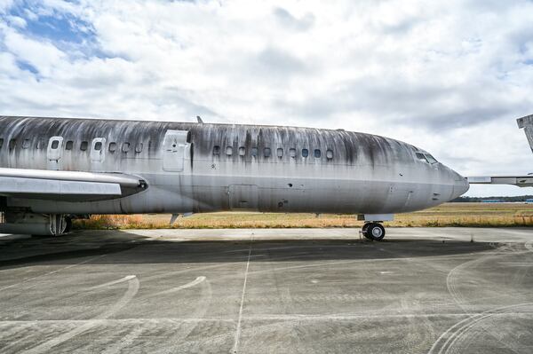 Jeffrey Epstein’s abandoned Boeing 727 has been sitting abandoned at a southeast Georgia plane boneyard for almost a decade. (Sarah Peacock for the AJC)