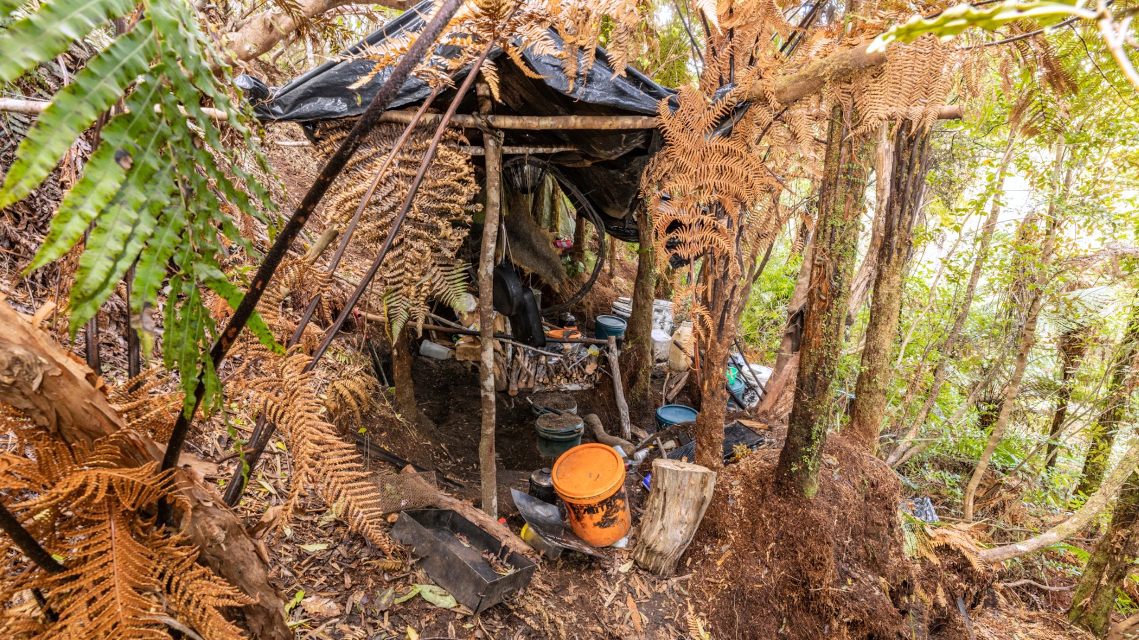 FILE - This photo released by the New Zealand Police on Sept 10, 2025, show the main campsite where Tom Phillips and his children were hiding in the bush near Waitomo, in the district of Waikato, New Zealand. (New Zealand Police via AP, FILE)