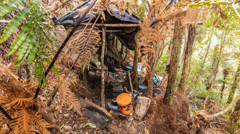 FILE - This photo released by the New Zealand Police on Sept 10, 2025, show the main campsite where Tom Phillips and his children were hiding in the bush near Waitomo, in the district of Waikato, New Zealand. (New Zealand Police via AP, FILE)