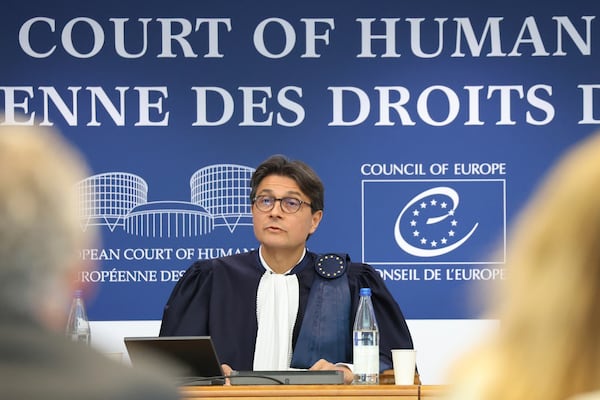 President of the European Court of Human Rights Mattias Guyomar speaks before issuing a judgment about alleged Russian violations in Ukraine since 2014, including the downing of Malaysia Airlines flight MH17, Wednesday, July 9, 2025 in Strasbourg, eastern France. (AP Photo/Antonin Utz)