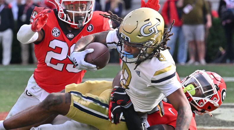 Georgia Tech wide receiver Nate McCollum announced Monday night he intends to enter the transfer portal. (Hyosub Shin / Hyosub.Shin@ajc.com)