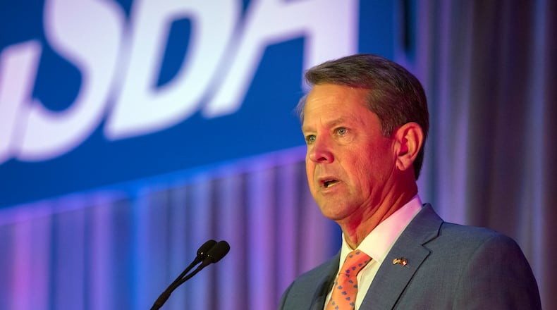 Governor Brian P. Kemp speaks at the Georgia School Board Association Summer conference in Savannah on June 10, 2022. (AJC Photo/Stephen B. Morton)