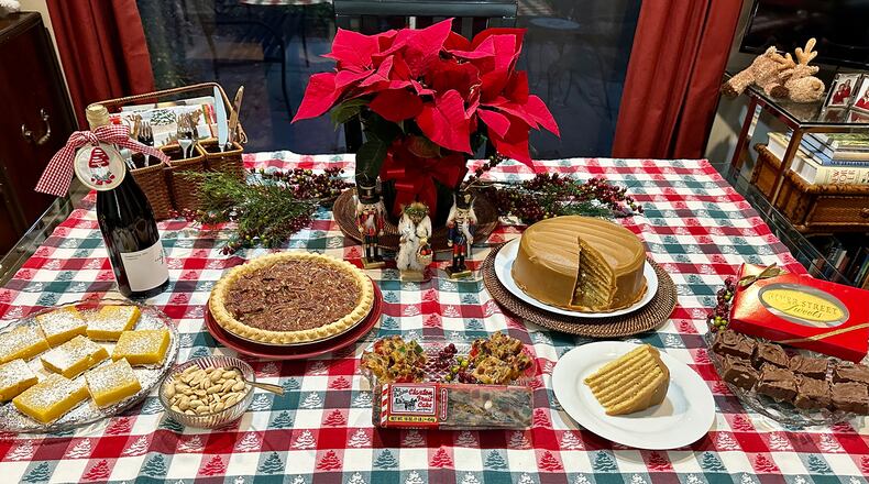 In honor of her mother and her childhood memories, Clorisa Phillips's holiday Dessert Porch this year includes lemon squares, pecan pie, seven-layer caramel cake, chocolate fudge with pecans and Claxton fruitcake.
(Courtesy of Prentice Kattmann)
