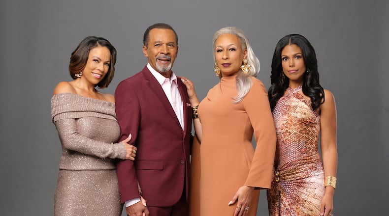 The main family in "Beyond the Gates" on CBS includes Daphnée Duplaix as Dr. Nicole Dupree Richardson (from left), Clifton Davis as Vernon Dupree, Tamara Tunie as Anita Dupree and Karla Mosley as Dani Dupree. (Quantrell Colbert/CBS)