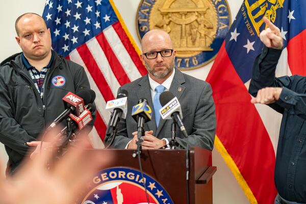 Josh Lamb, director of Georgia Emergency Management and Homeland Security, speaks during a news conference at the agency’s headquarters in Atlanta on Friday, Jan. 23, 2026. (Ben Hendren for the AJC)