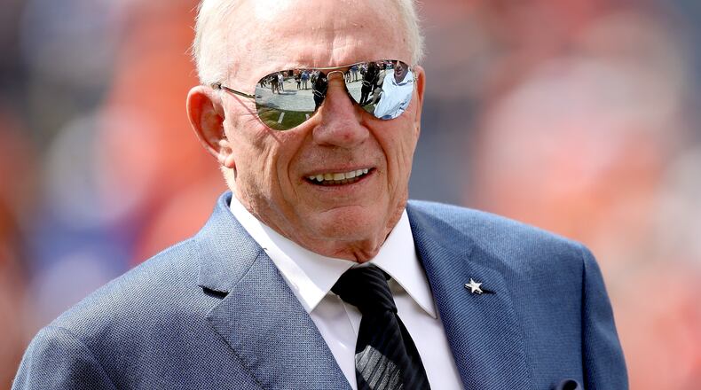 Cowboys owner Jerry Jones stands on the sidelines before a game against the Broncos at Sports Authority Field at Mile High on September 17 in Denver, Colorado.
