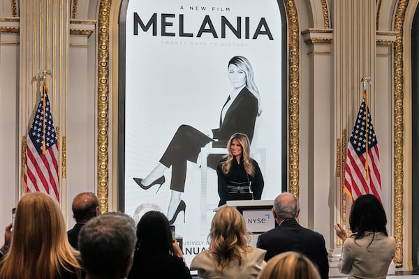 First lady Melania Trump delivered remarks in the New York Stock Exchange board room before ringing the opening bell on Wednesday. (Richard Drew/AP)