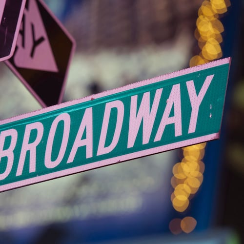 FILE - A Broadway street sign appears in Times Square, in New York on Jan. 19, 2012. (AP Photo/Charles Sykes, File)