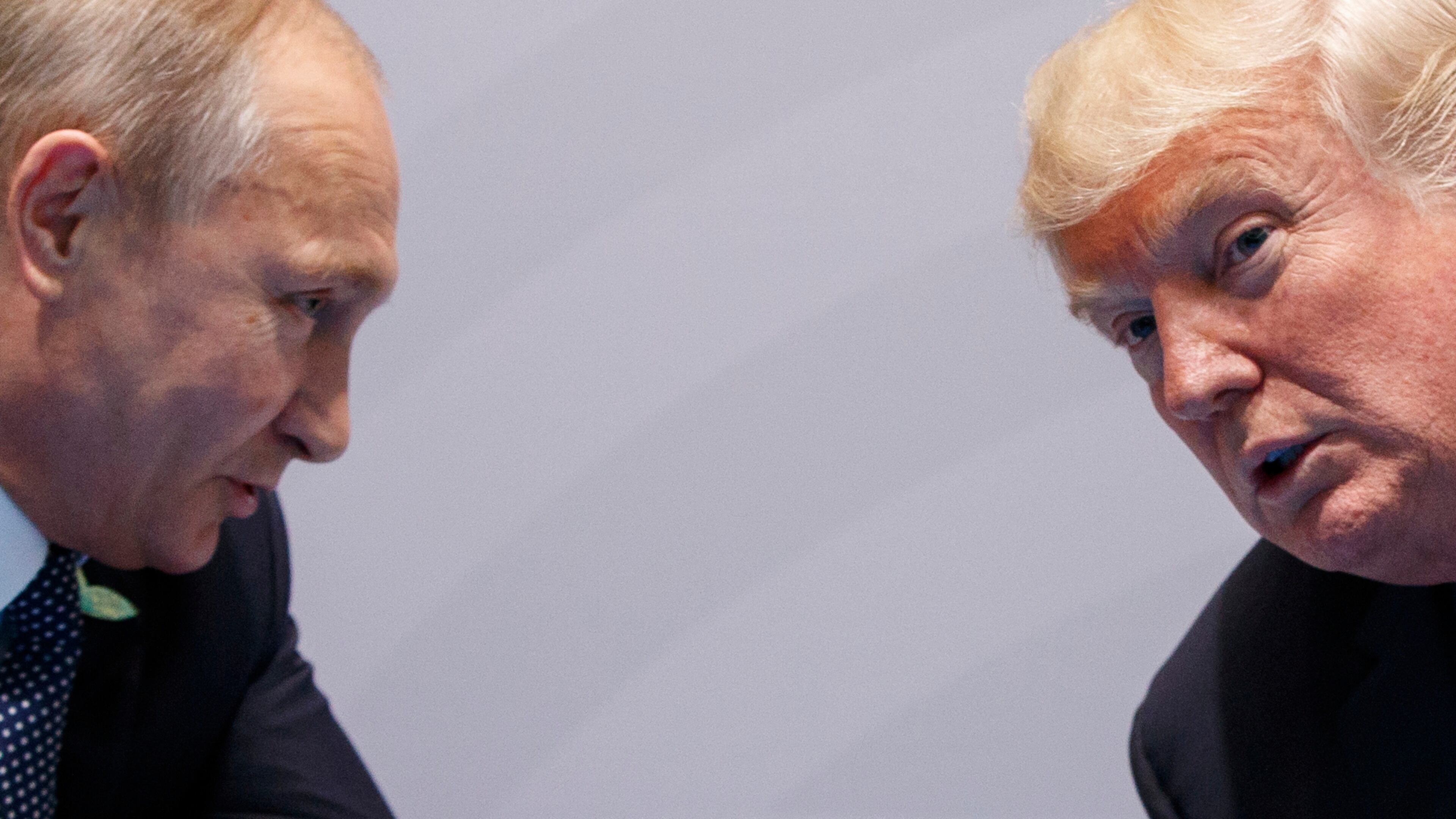 FILE - U.S. President Donald Trump meets with Russian President Vladimir Putin at the G-20 Summit on July 7, 2017, in Hamburg, Germany. (AP Photo/Evan Vucci, File)
