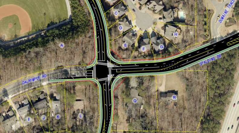 The Sandy Springs city council approved four real estate purchases on Tuesday for $181,000. The land is necessary for an intersection improvement project on Spalding Drive, the city says.