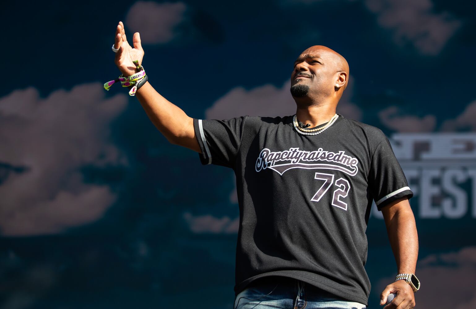  Darian "Big Tigger" Morgan and Sway entertained the crowds and introduced select acts throughout the day at ONE Musicfest in Atlanta on Saturday, Oct. 28, 2023. (Ryan Fleisher for The Atlanta Journal-Constitution)