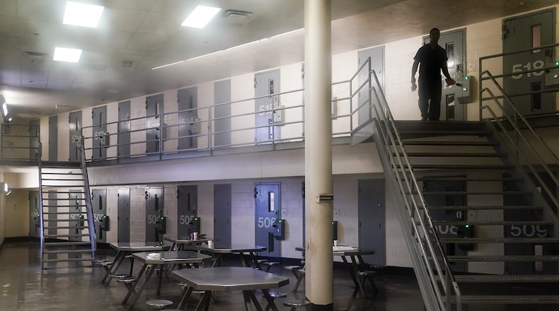 An inmate is seen in a cell block during a tour of the Fulton County Jail on Monday, December 9, 2019, in Atlanta. (Elijah Nouvelage/Special to the Atlanta Journal-Constitution)