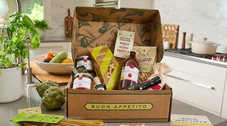 Basket of Italian foods. Courtesy of Oliva Restaurant Group