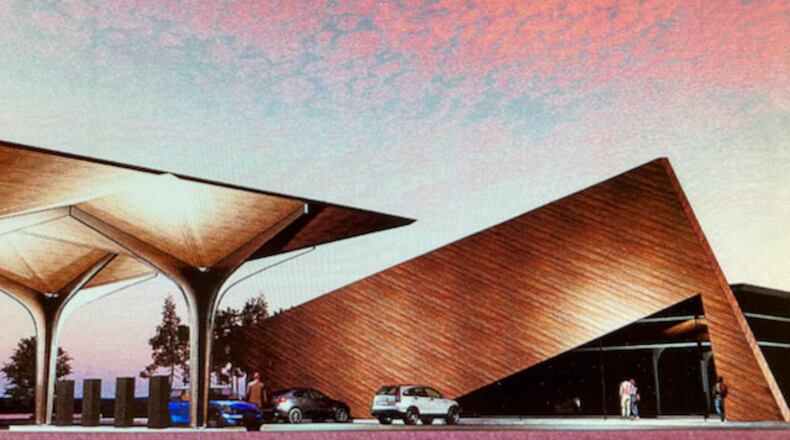 The design of a developer's "iconic gateway" retail site in southern Peachtree City will be subject to further review. Courtesy Peachtree City