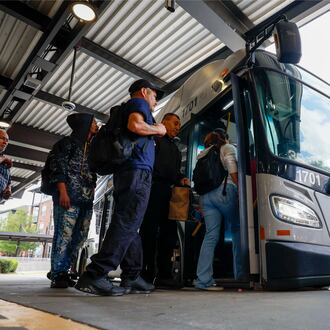 MARTA riders are seen getting on bus route 39 at the Lindbergh Center Station bus loop on Thursday, March 26, 2026. Every route in the system has been changed as part of a bus network redesign that's meant to bring more frequent and reliable service to more people. The new routes, which begin April 18, will cover less distance geographically but will run more frequently. (Miguel Martinez/AJC)