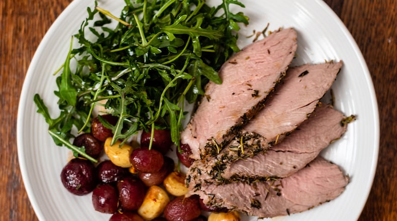 Pork chop with grapes