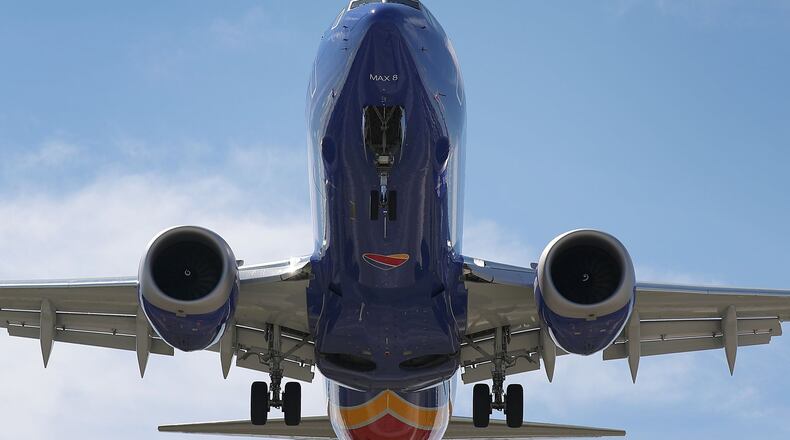 FORT LAUDERDALE, - MARCH 11: A Southwest Boeing 737 Max 8 enroute from Tampa prepares to land at Fort Lauderdale-Hollywood International Airport on March 11, 2019 in Fort Lauderdale, Florida. Boeing’s stock dropped today after a second deadly crash involving the Boeing 737 Max 8, the newest version of its most popular jetliner.(Photo by Joe Raedle/Getty Images)