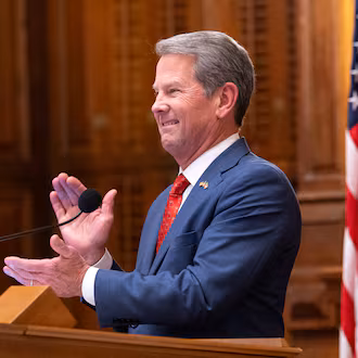 Gov. Brian Kemp, seen here at the state Capitol in April, has emerged as one of Georgia's biggest defenders of the data center industry. (Arvin Temkar/AJC)