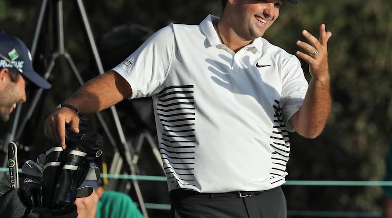 Patrick Reed waits on the fifteenth tee during the second round of the Masters Tournament Friday, April 6, 2018, at Augusta National Golf Club. PHOTO / JASON GETZ