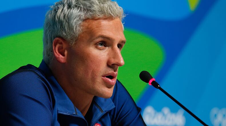 RIO DE JANEIRO, BRAZIL - AUGUST 12: Ryan Lochte of the United States attends a press conference in the Main Press Center on Day 7 of the Rio Olympics on August 12, 2016 in Rio de Janeiro, Brazil. (Photo by Matt Hazlett/Getty Images)