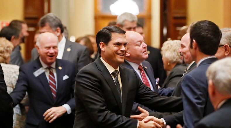 Lieutenant Governor Geoff Duncan enters the house chamber for the joint session. Bob Andres / bandres@ajc.com