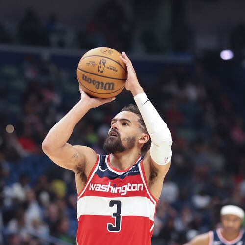 FILE - Washington Wizards guard Trae Young attempts a technical foul free throw against the New Orleans Pelicans in the second half of an NBA basketball game in New Orleans, March 8, 2026. (AP Photo/Peter Forest, File)