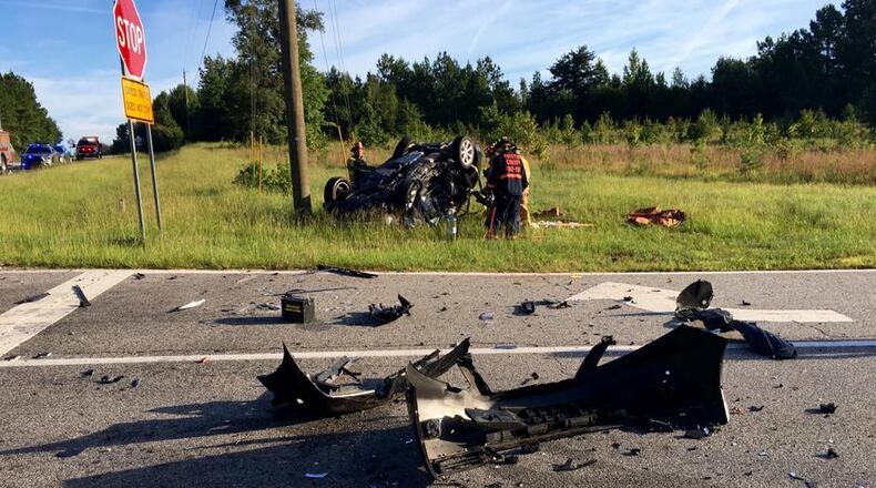 This accident from early August at Antioch and Goza roads required the Jaws of Life to extricate one of the victims. Courtesy Fayette County Fire/EMS
