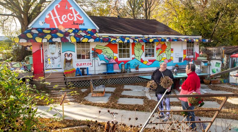 Seen here during the Christmas holidays, Heck House has served as an arts center and performance venue for DeKalb County. The county has temporarily closed the space, due to the lack of a business license and code compliance, and July events have been postponed. (Jenni Girtman for The Atlanta Journal-Constitution)