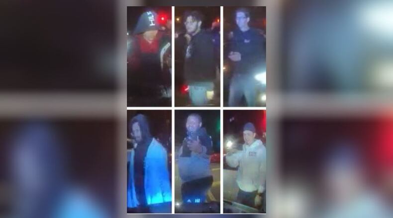 Atlanta police said these six men were part of a group that shut down Northside Drive near I-75 last weekend.